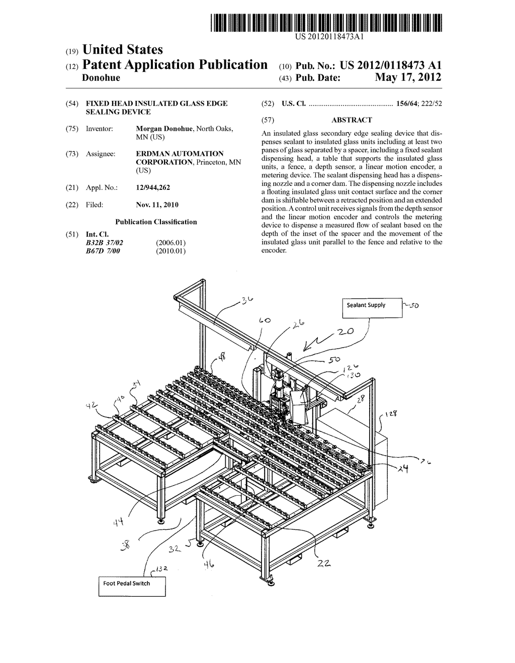 FIXED HEAD INSULATED GLASS EDGE SEALING DEVICE - diagram, schematic, and image 01