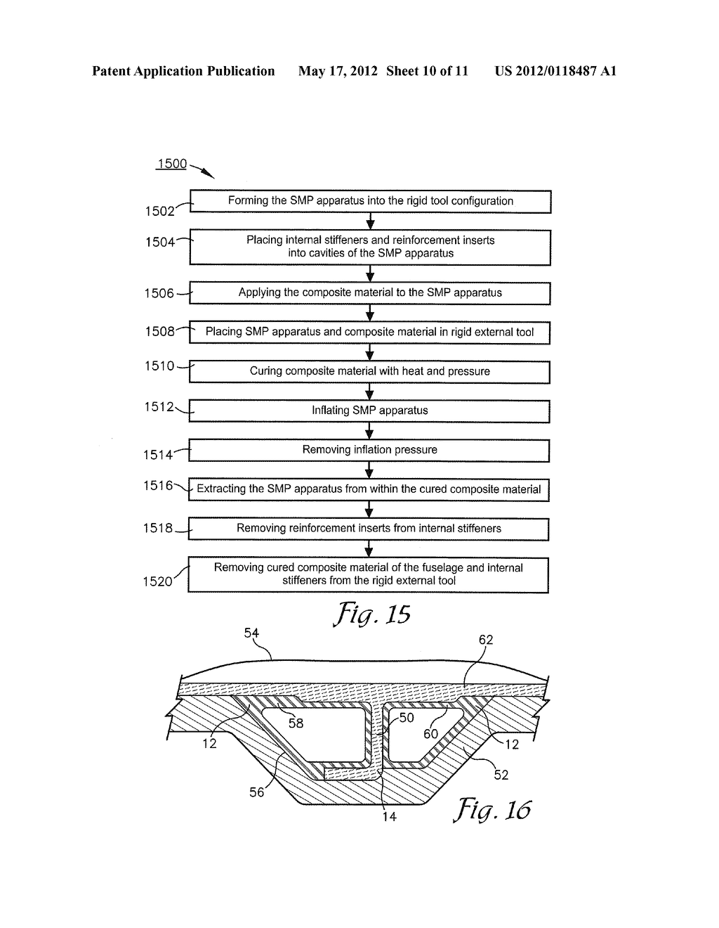 METHODS AND SYSTEMS FOR CO-BONDING OR CO-CURING COMPOSITE PARTS USING A     RIGID/MALLEABLE SMP APPARATUS - diagram, schematic, and image 11