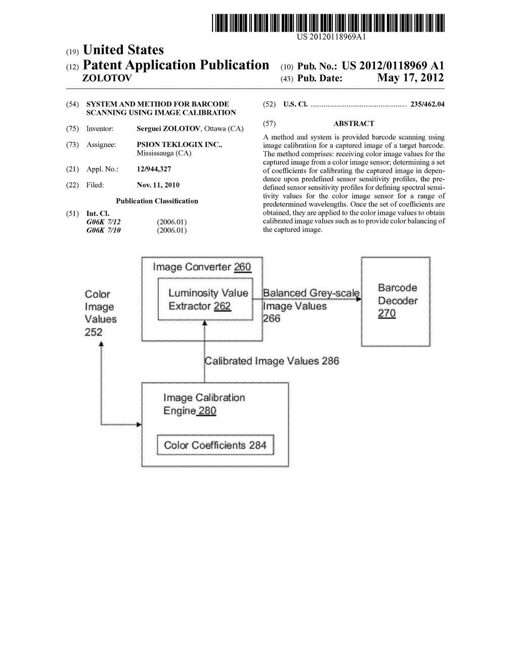 SYSTEM AND METHOD FOR BARCODE SCANNING USING IMAGE CALIBRATION - diagram, schematic, and image 01