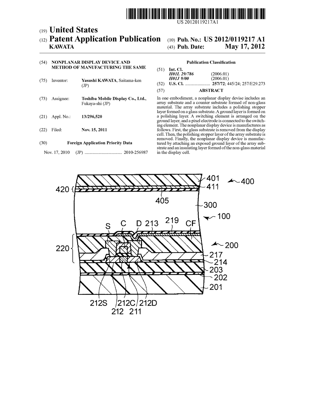 NONPLANAR DISPLAY DEVICE AND METHOD OF MANUFACTURING THE SAME - diagram, schematic, and image 01