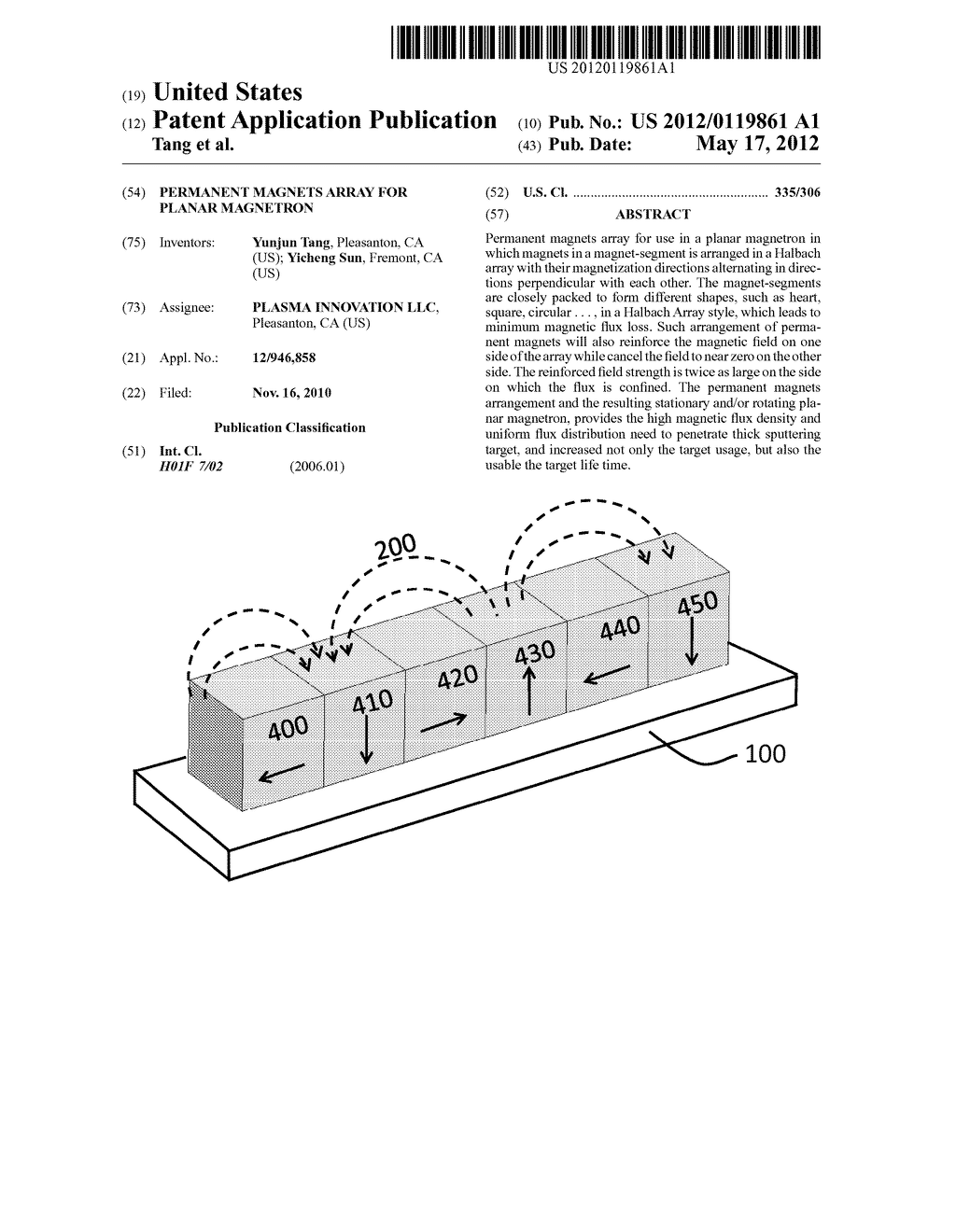 Permanent Magnets Array for Planar Magnetron - diagram, schematic, and image 01