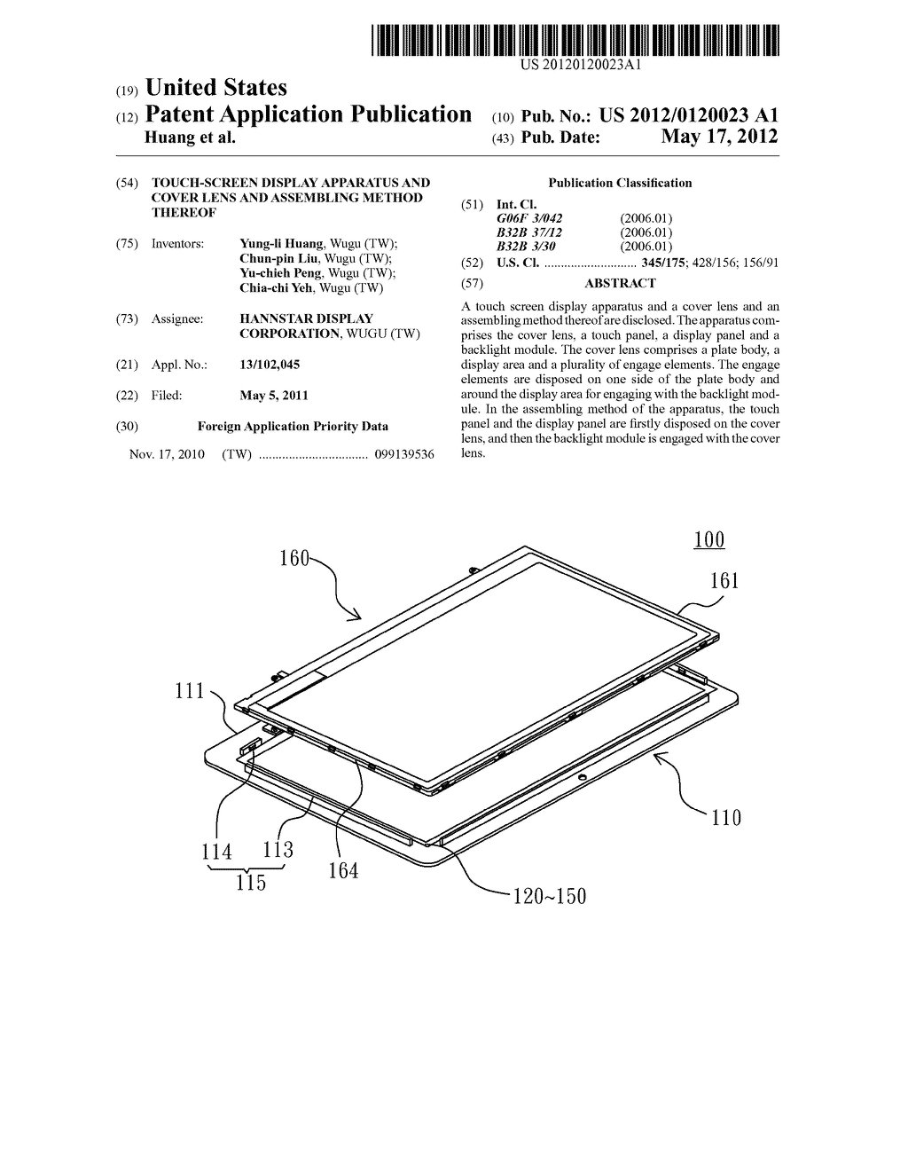 TOUCH-SCREEN DISPLAY APPARATUS AND COVER LENS AND ASSEMBLING METHOD     THEREOF - diagram, schematic, and image 01