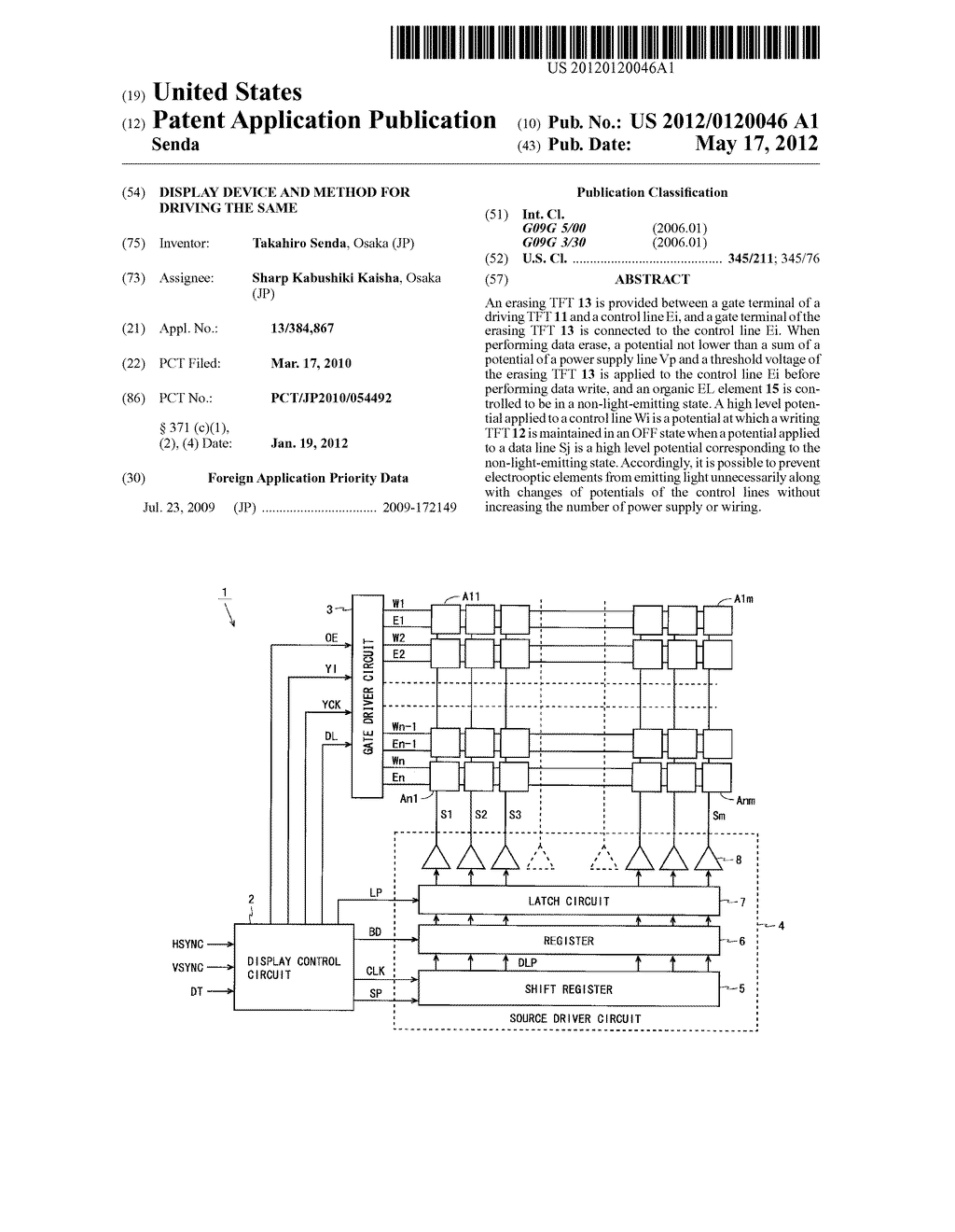 DISPLAY DEVICE AND METHOD FOR DRIVING THE SAME - diagram, schematic, and image 01