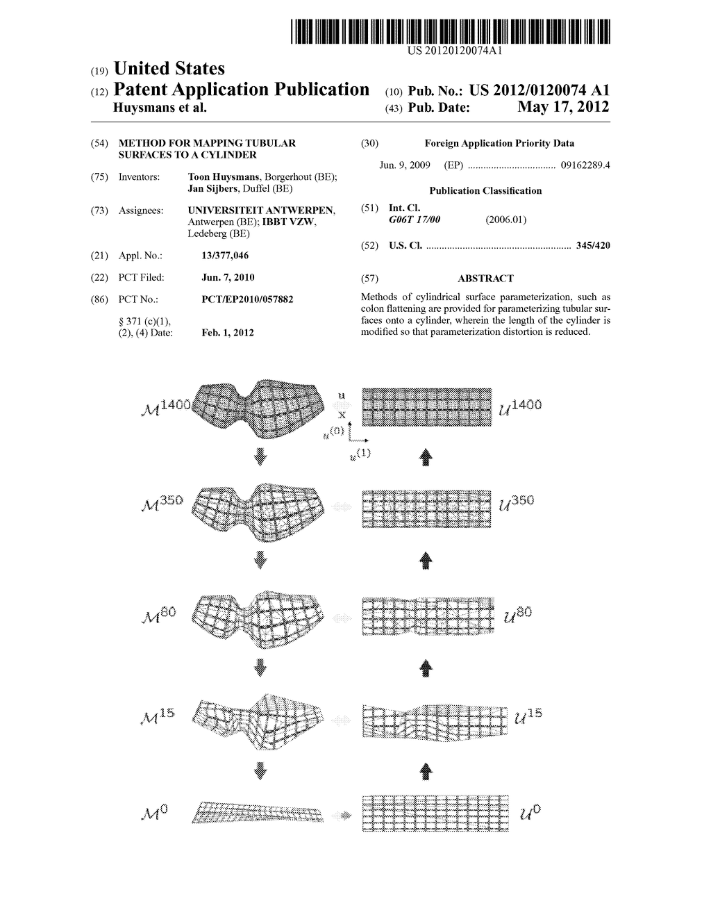METHOD FOR MAPPING TUBULAR SURFACES TO A CYLINDER - diagram, schematic, and image 01