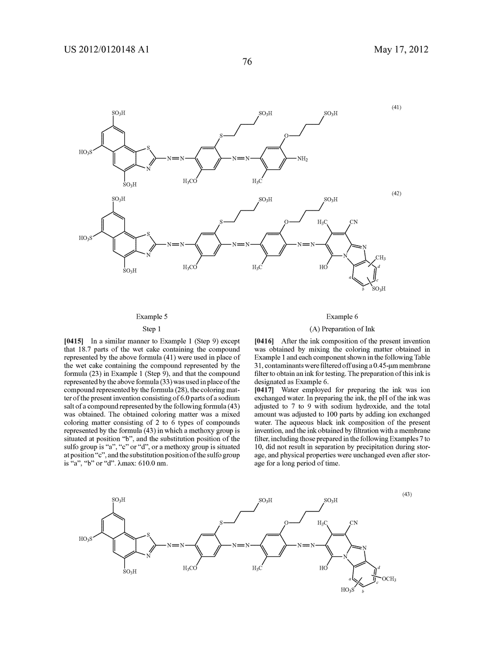 COLORING MATTER CONSISTING OF TRISAZO COMPOUND, INK COMPOSITIONS,     RECORDING METHOD, AND COLORED BODY - diagram, schematic, and image 77