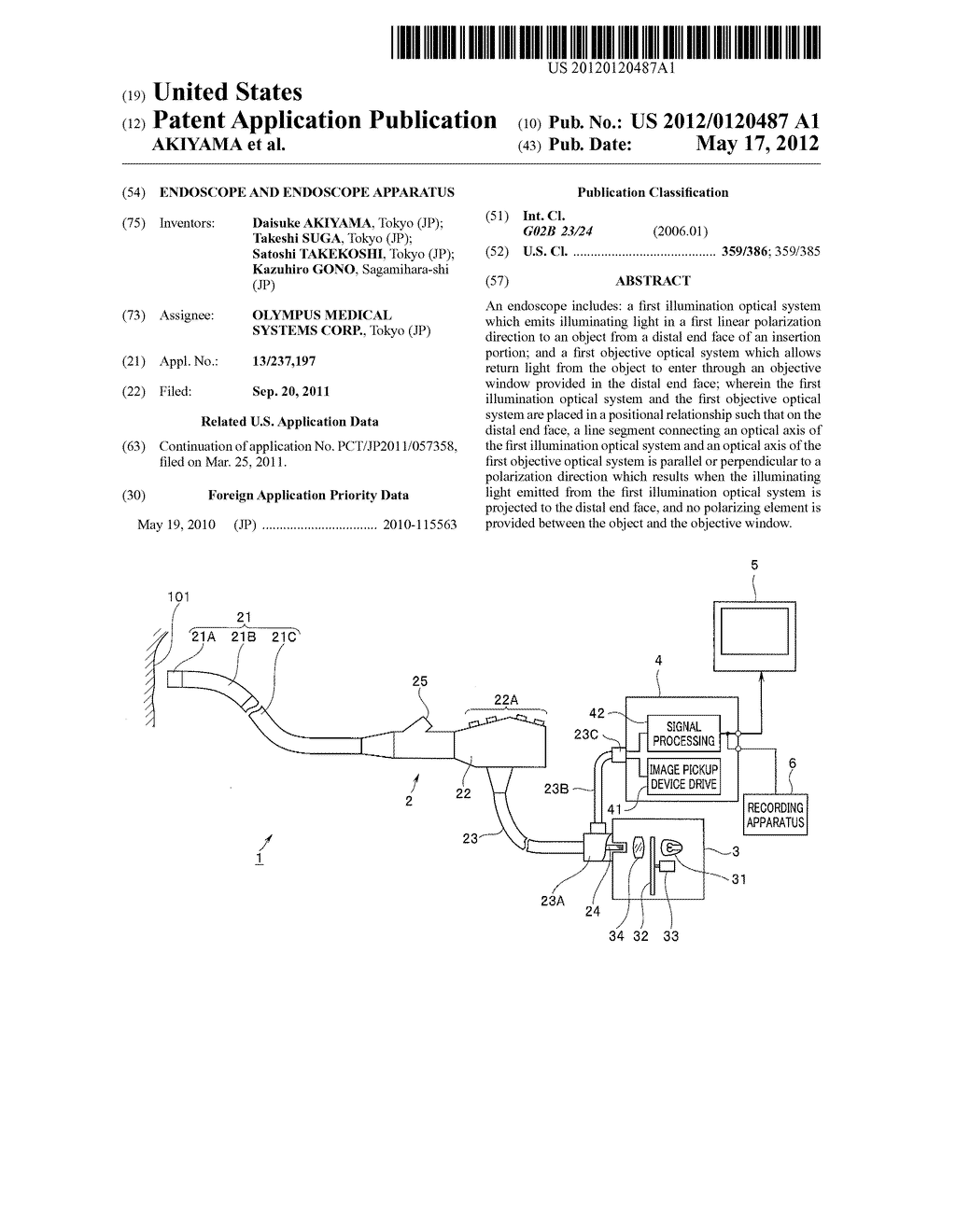 ENDOSCOPE AND ENDOSCOPE APPARATUS - diagram, schematic, and image 01