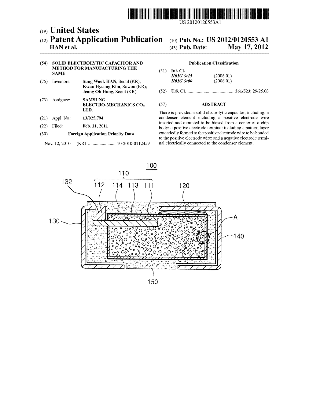 SOLID ELECTROLYTIC CAPACITOR AND METHOD FOR MANUFACTURING THE SAME - diagram, schematic, and image 01