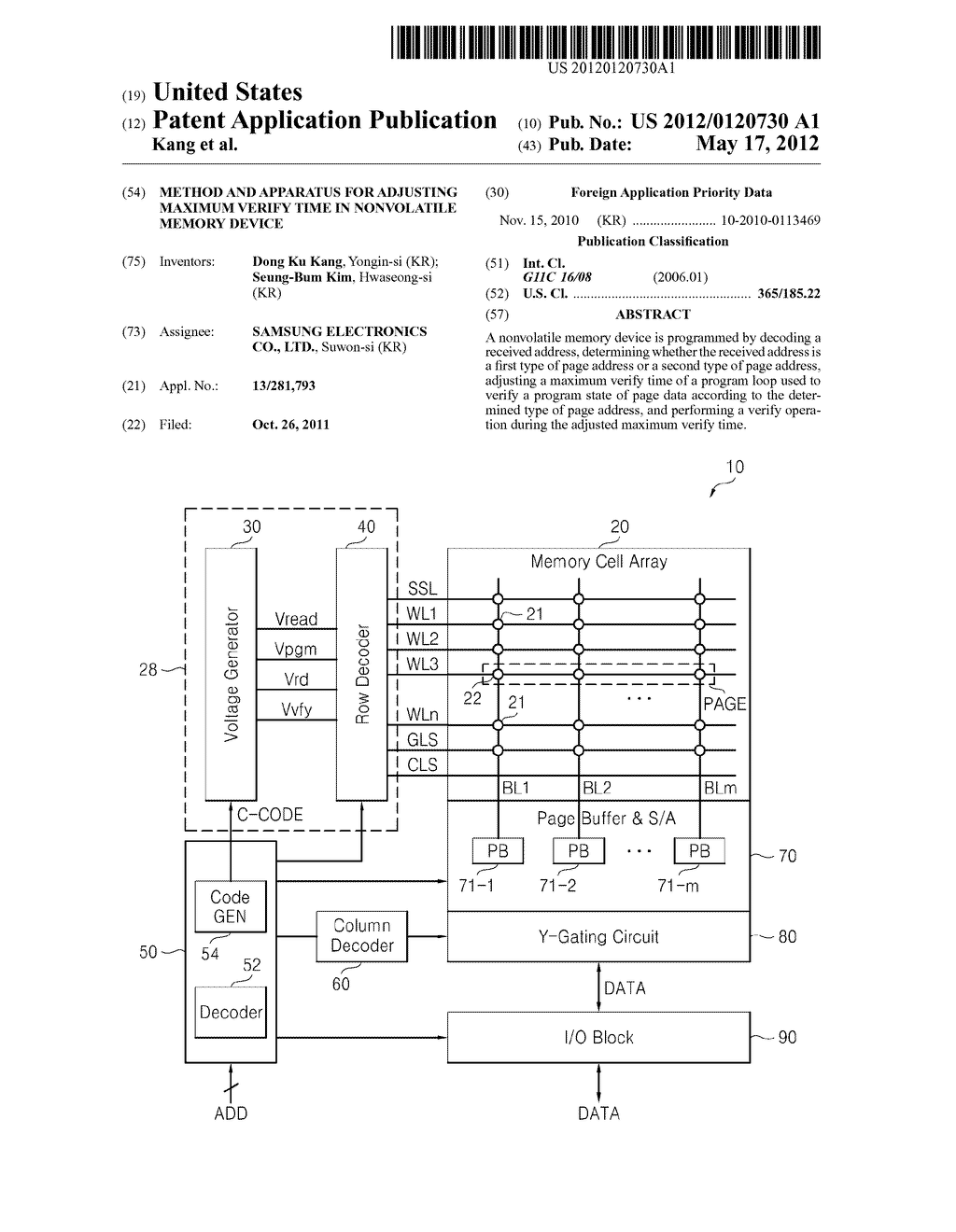 METHOD AND APPARATUS FOR ADJUSTING MAXIMUM VERIFY TIME IN NONVOLATILE     MEMORY DEVICE - diagram, schematic, and image 01