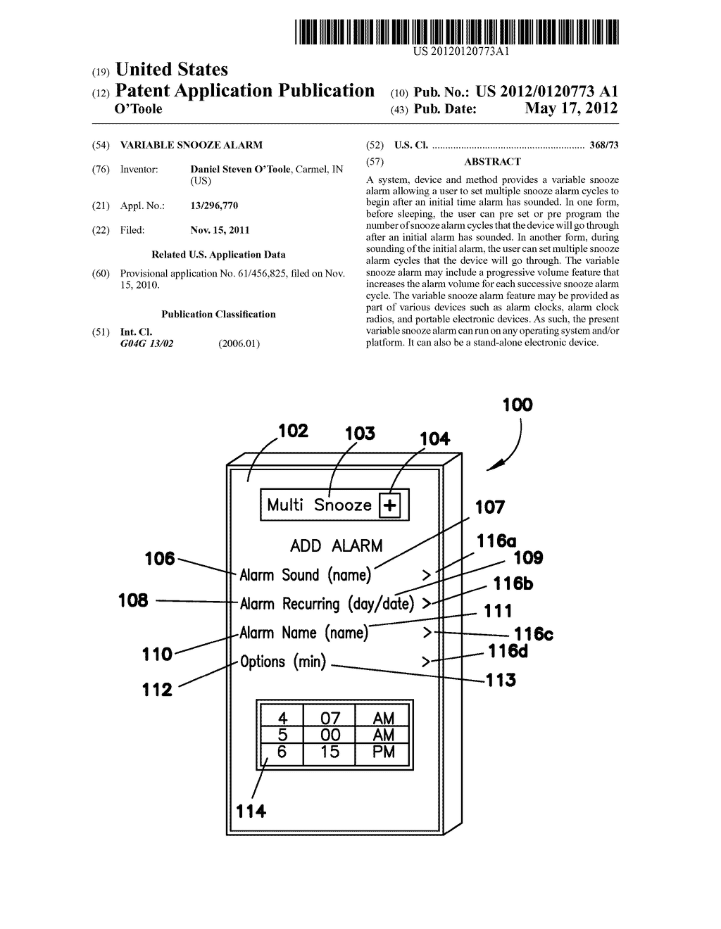 Variable Snooze Alarm - diagram, schematic, and image 01