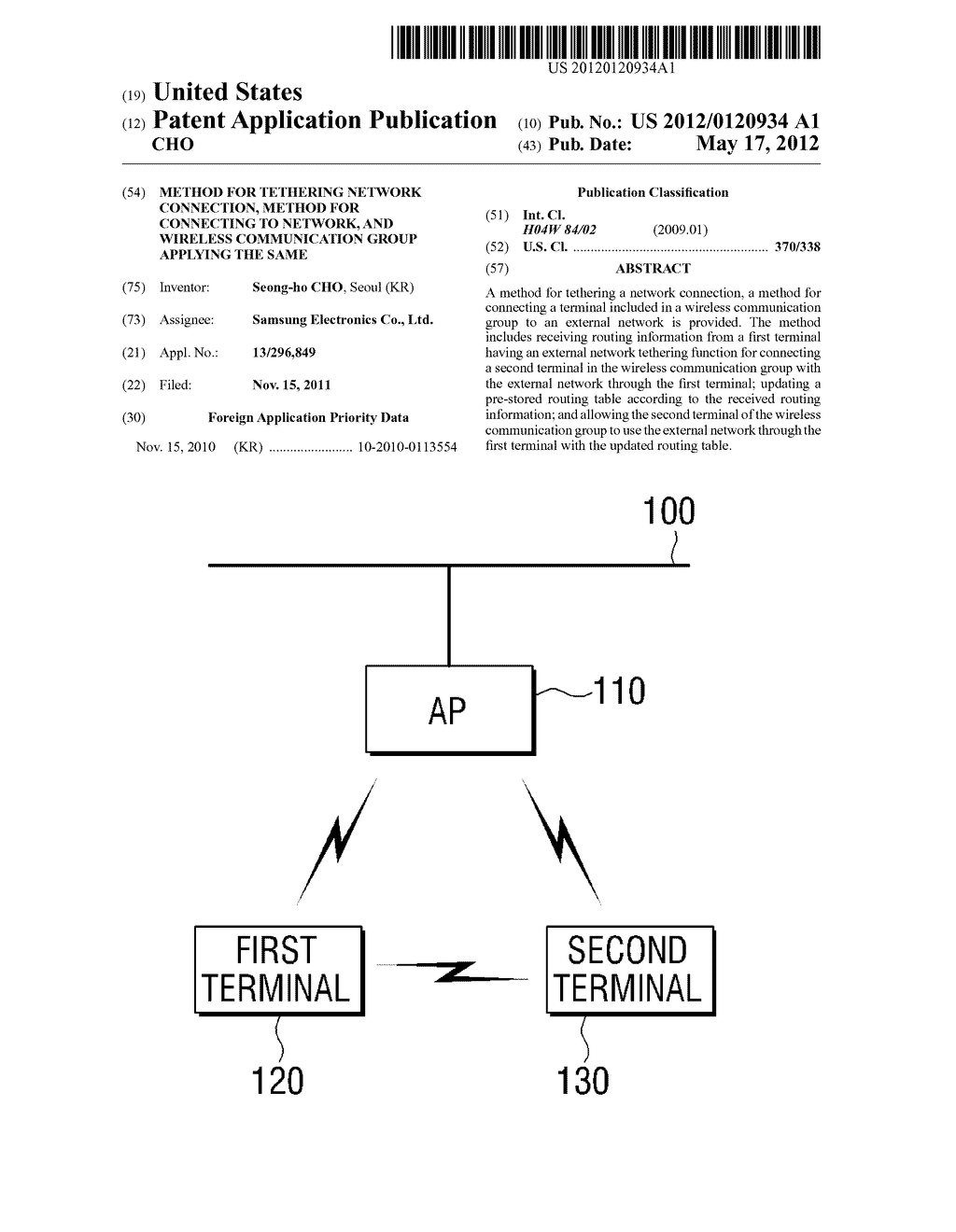 METHOD FOR TETHERING NETWORK CONNECTION, METHOD FOR CONNECTING TO NETWORK,     AND WIRELESS COMMUNICATION GROUP APPLYING THE SAME - diagram, schematic, and image 01