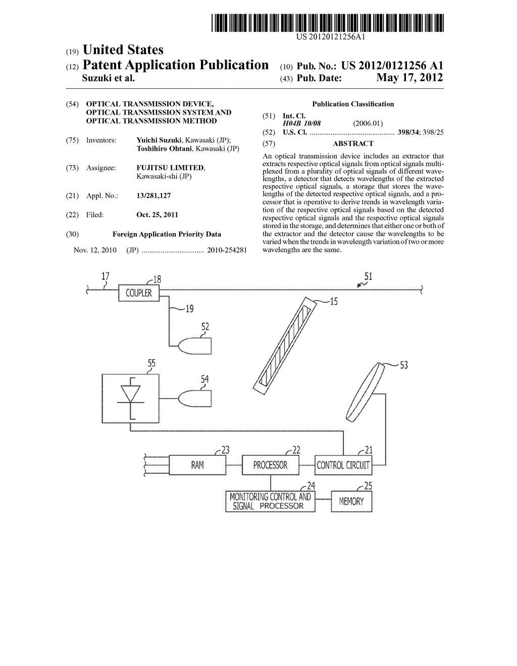 OPTICAL TRANSMISSION DEVICE, OPTICAL TRANSMISSION SYSTEM AND OPTICAL     TRANSMISSION METHOD - diagram, schematic, and image 01