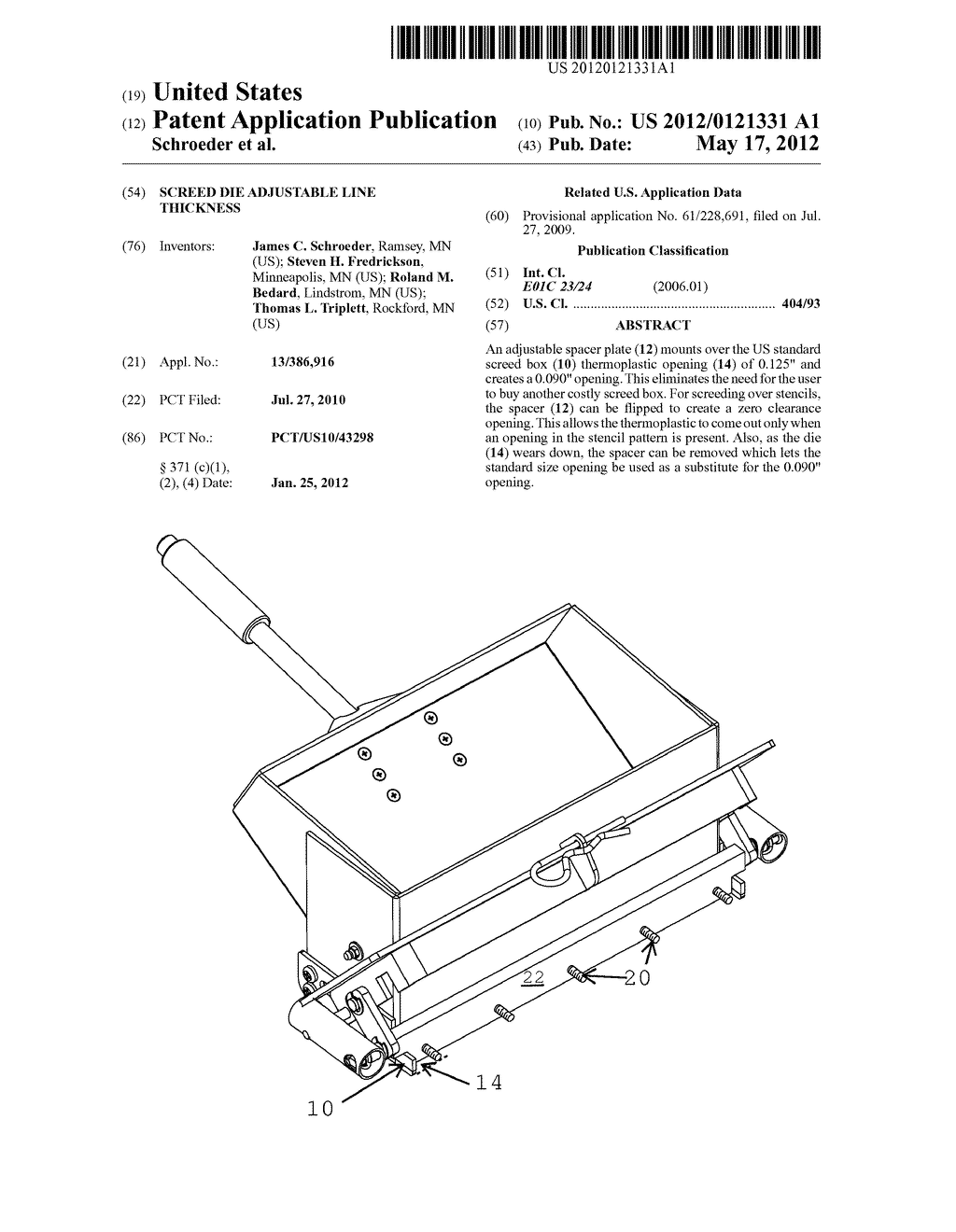 SCREED DIE ADJUSTABLE LINE THICKNESS - diagram, schematic, and image 01