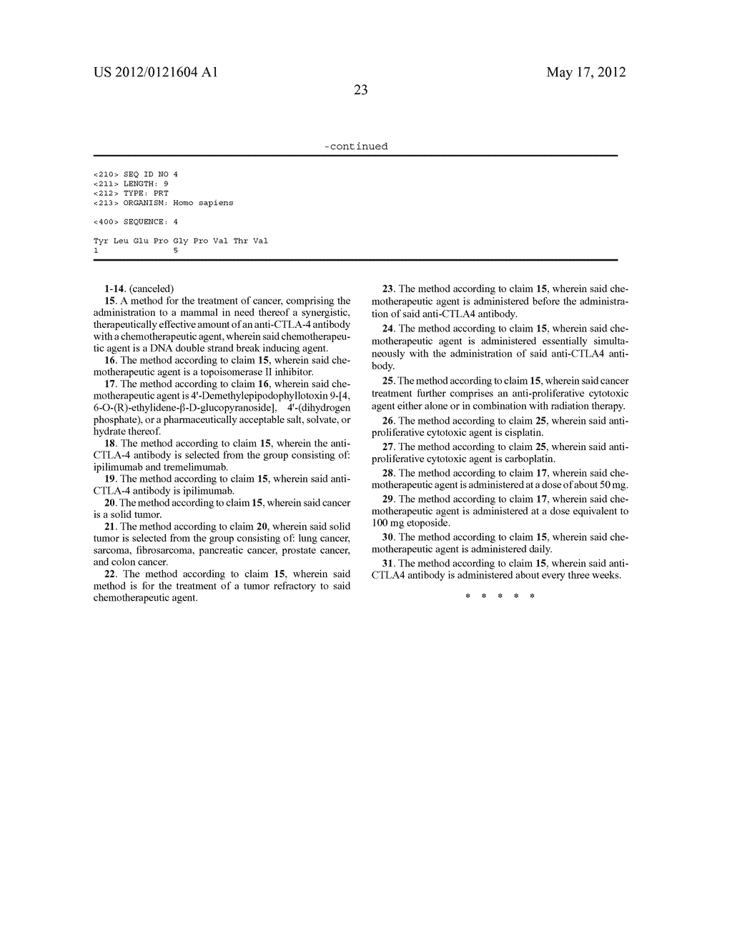 COMBINATION OF ANTI-CTLA4 ANTIBODY WITH DIVERSE THERAPEUTIC REGIMENS FOR     THE SYNERGISTIC TREATMENT OF PROLIFERATIVE DISEASES - diagram, schematic, and image 42