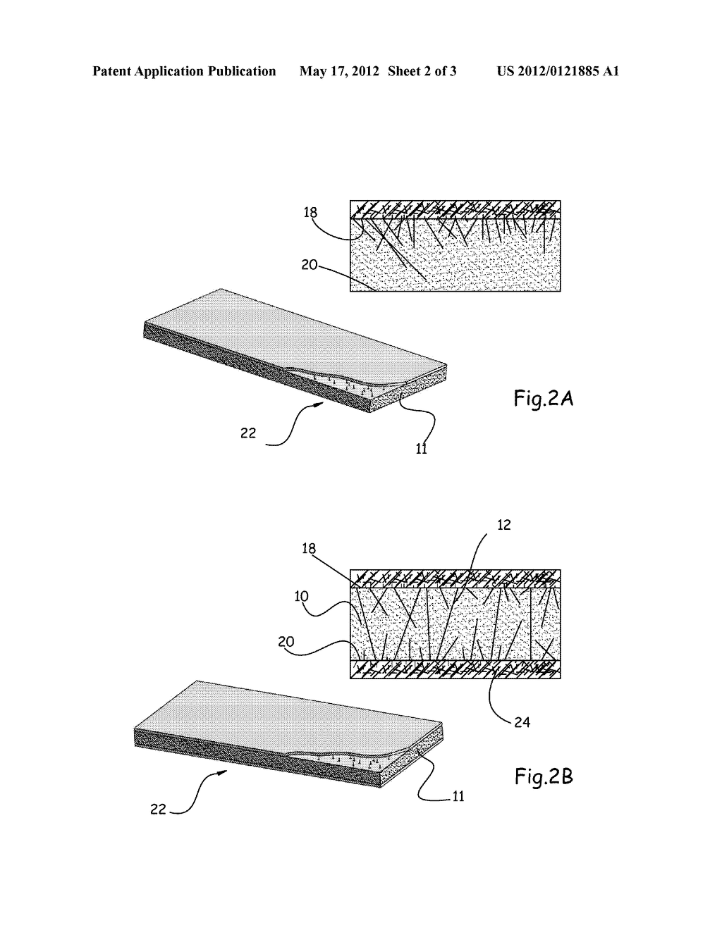 METHOD FOR MAKING A CORE HAVING BUILT-IN CROSS-LINKING FIBERS FOR     COMPOSITE MATERIAL PANELS, RESULTING PANEL, AND DEVICE - diagram, schematic, and image 03