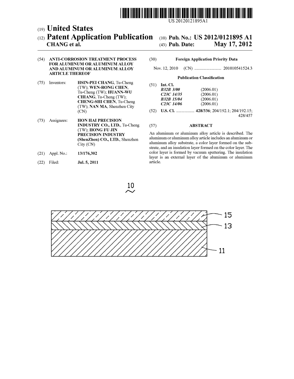 ANTI-CORROSION TREATMENT PROCESS FOR ALUMINUM OR ALUMINUM ALLOY AND     ALUMINUM OR ALUMINUM ALLOY ARTICLE THEREOF - diagram, schematic, and image 01