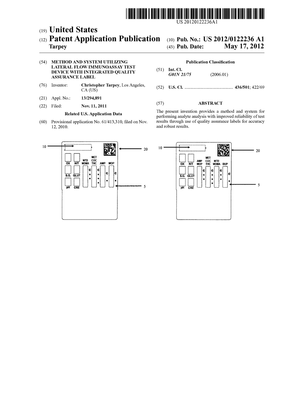 METHOD AND SYSTEM UTILIZING LATERAL FLOW IMMUNOASSAY TEST DEVICE WITH     INTEGRATED QUALITY ASSURANCE LABEL - diagram, schematic, and image 01