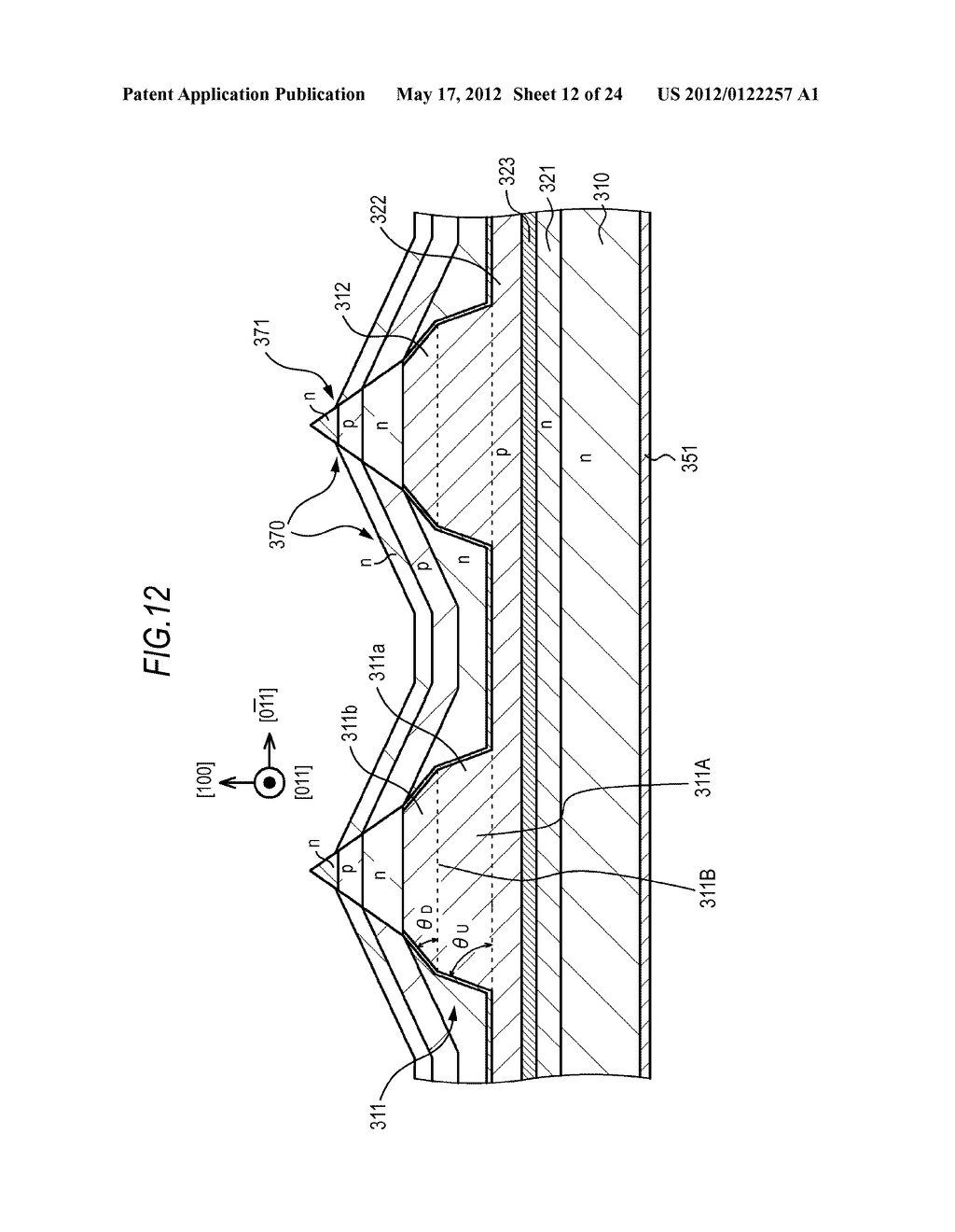 SEMICONDUCTOR LIGHT-EMITTING ELEMENT, FABRICATION METHOD THEREOF, CONVEX     PART FORMED ON BACKING, AND CONVEX PART FORMATION METHOD FOR BACKING - diagram, schematic, and image 13