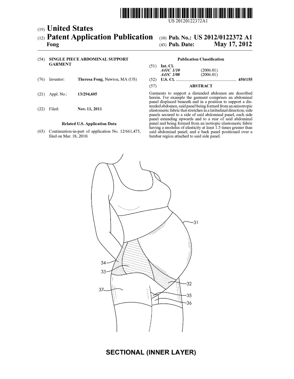 SINGLE PIECE ABDOMINAL SUPPORT GARMENT - diagram, schematic, and image 01