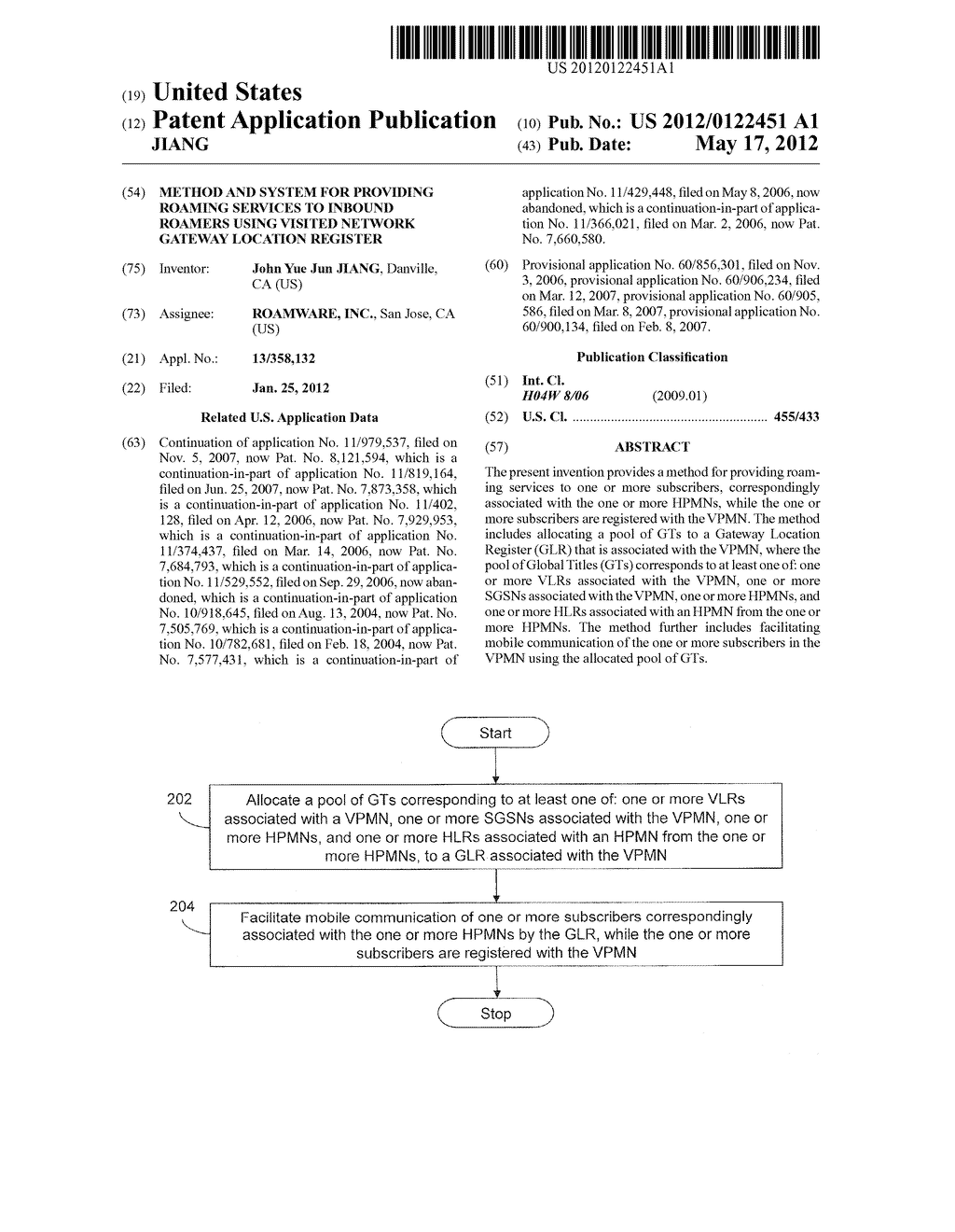 METHOD AND SYSTEM FOR PROVIDING ROAMING SERVICES TO INBOUND ROAMERS USING     VISITED NETWORK GATEWAY LOCATION REGISTER - diagram, schematic, and image 01