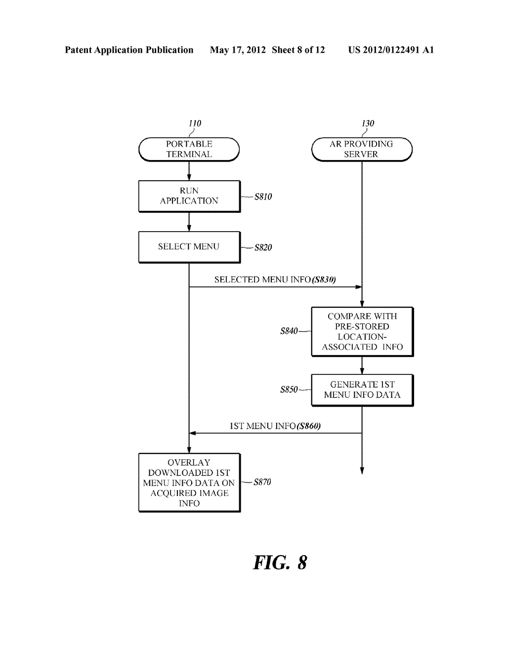 METHOD FOR PROVIDING AUGMENTED REALITY, SERVER FOR SAME, AND PORTABLE     TERMINAL - diagram, schematic, and image 09