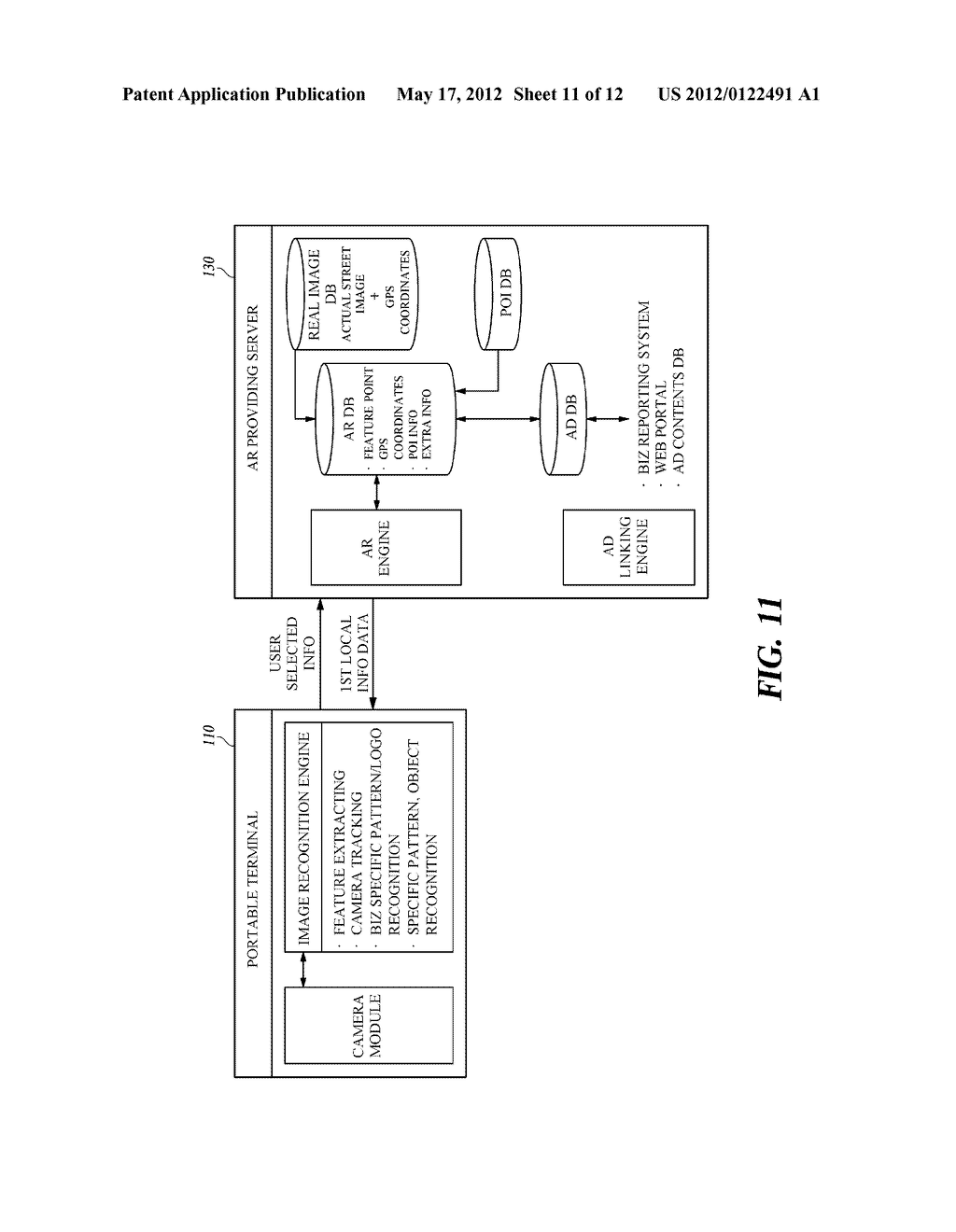 METHOD FOR PROVIDING AUGMENTED REALITY, SERVER FOR SAME, AND PORTABLE     TERMINAL - diagram, schematic, and image 12