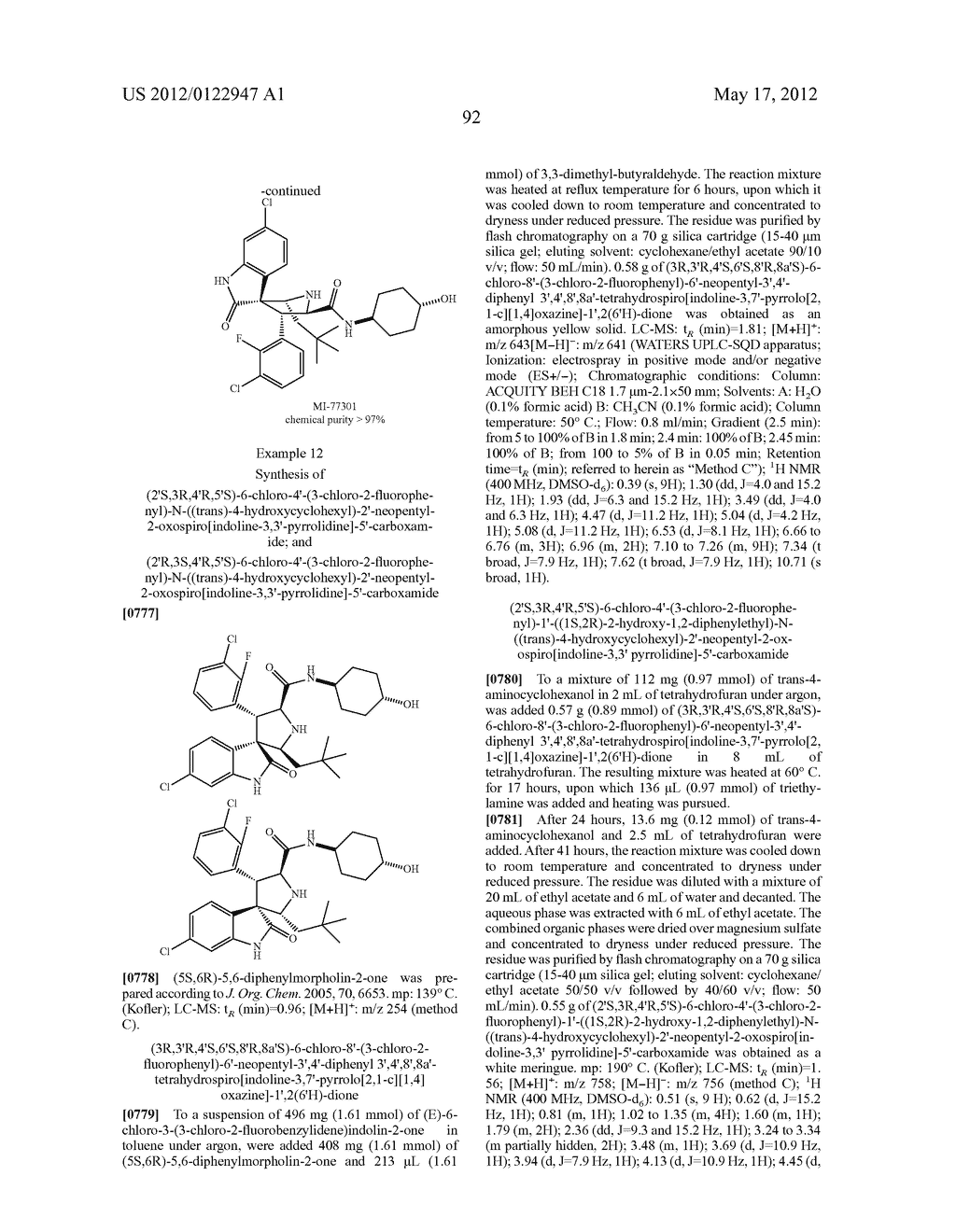 SPIRO-OXINDOLE MDM2 ANTAGONISTS - diagram, schematic, and image 135