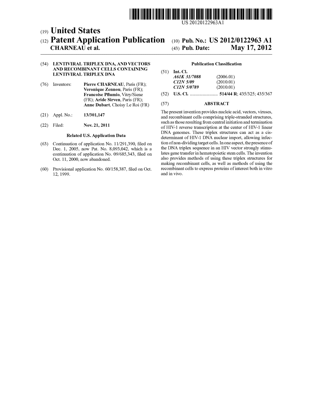 LENTIVIRAL TRIPLEX DNA, AND VECTORS AND RECOMBINANT CELLS CONTAINING     LENTIVIRAL TRIPLEX DNA - diagram, schematic, and image 01