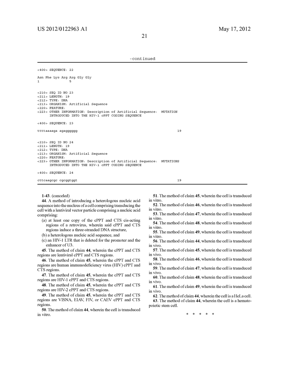 LENTIVIRAL TRIPLEX DNA, AND VECTORS AND RECOMBINANT CELLS CONTAINING     LENTIVIRAL TRIPLEX DNA - diagram, schematic, and image 38