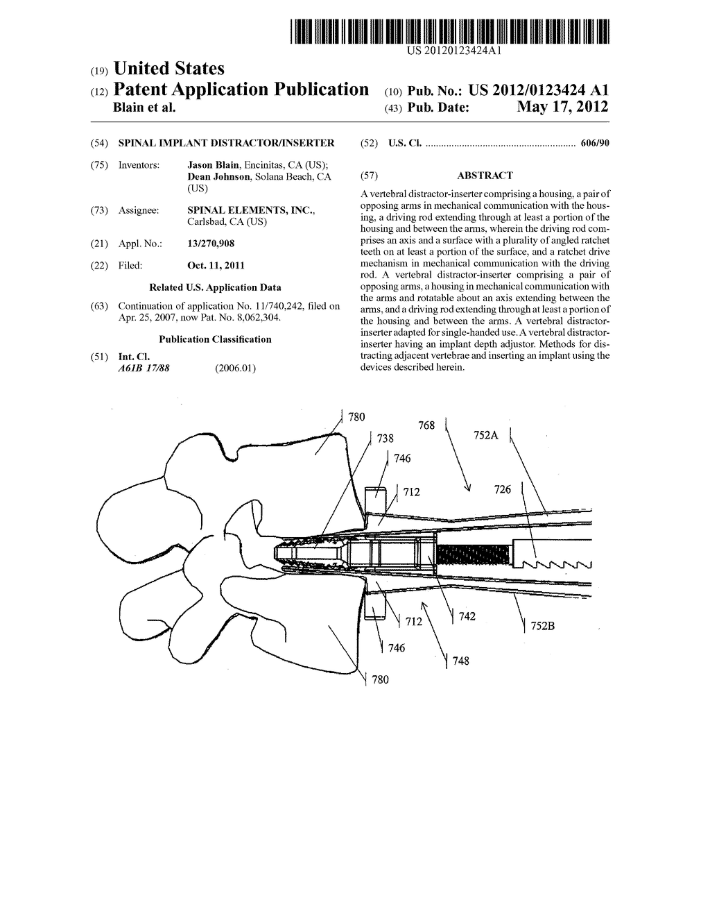 SPINAL IMPLANT DISTRACTOR/INSERTER - diagram, schematic, and image 01