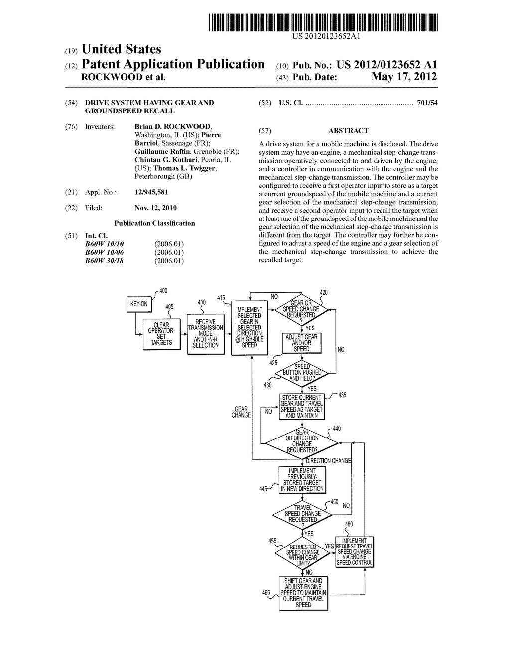 DRIVE SYSTEM HAVING GEAR AND GROUNDSPEED RECALL - diagram, schematic, and image 01