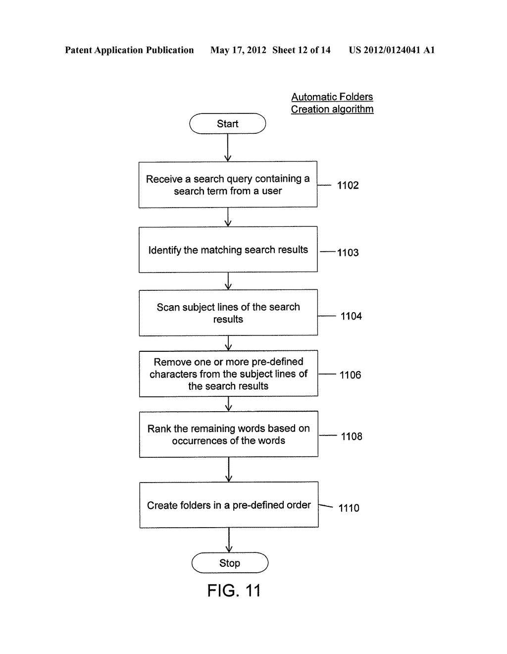 METHOD AND SYSTEM FOR SEARCHING AND RANKING ELECTRONIC MAILS BASED ON     PREDEFINED ALGORITHMS - diagram, schematic, and image 13