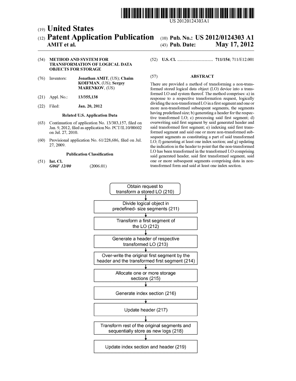 METHOD AND SYSTEM FOR TRANSFORMATION OF LOGICAL DATA OBJECTS FOR STORAGE - diagram, schematic, and image 01