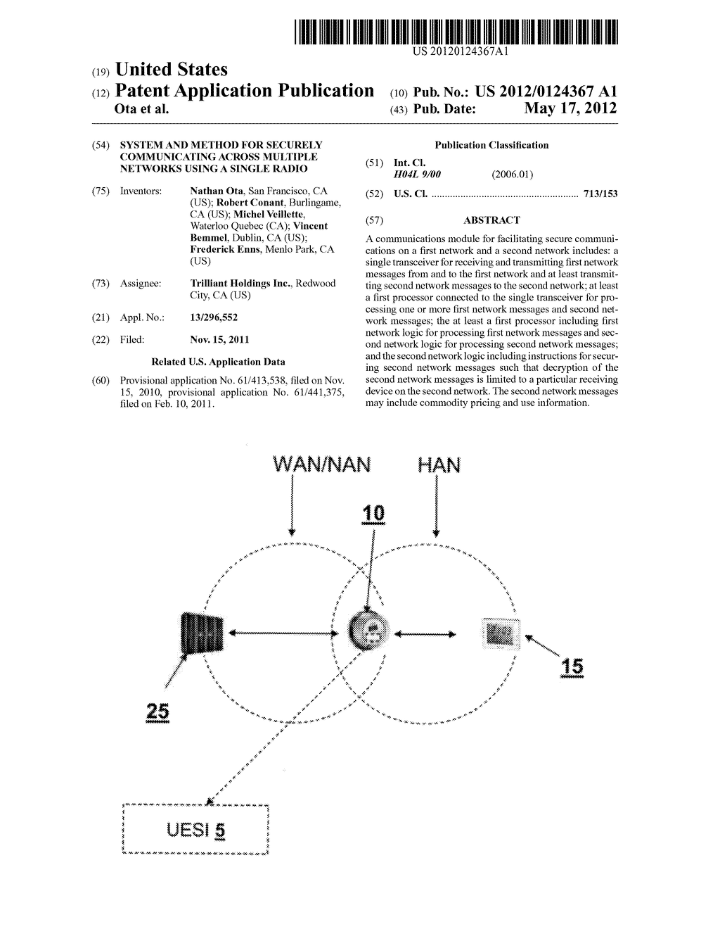 System and Method for Securely Communicating Across Multiple Networks     Using a Single Radio - diagram, schematic, and image 01