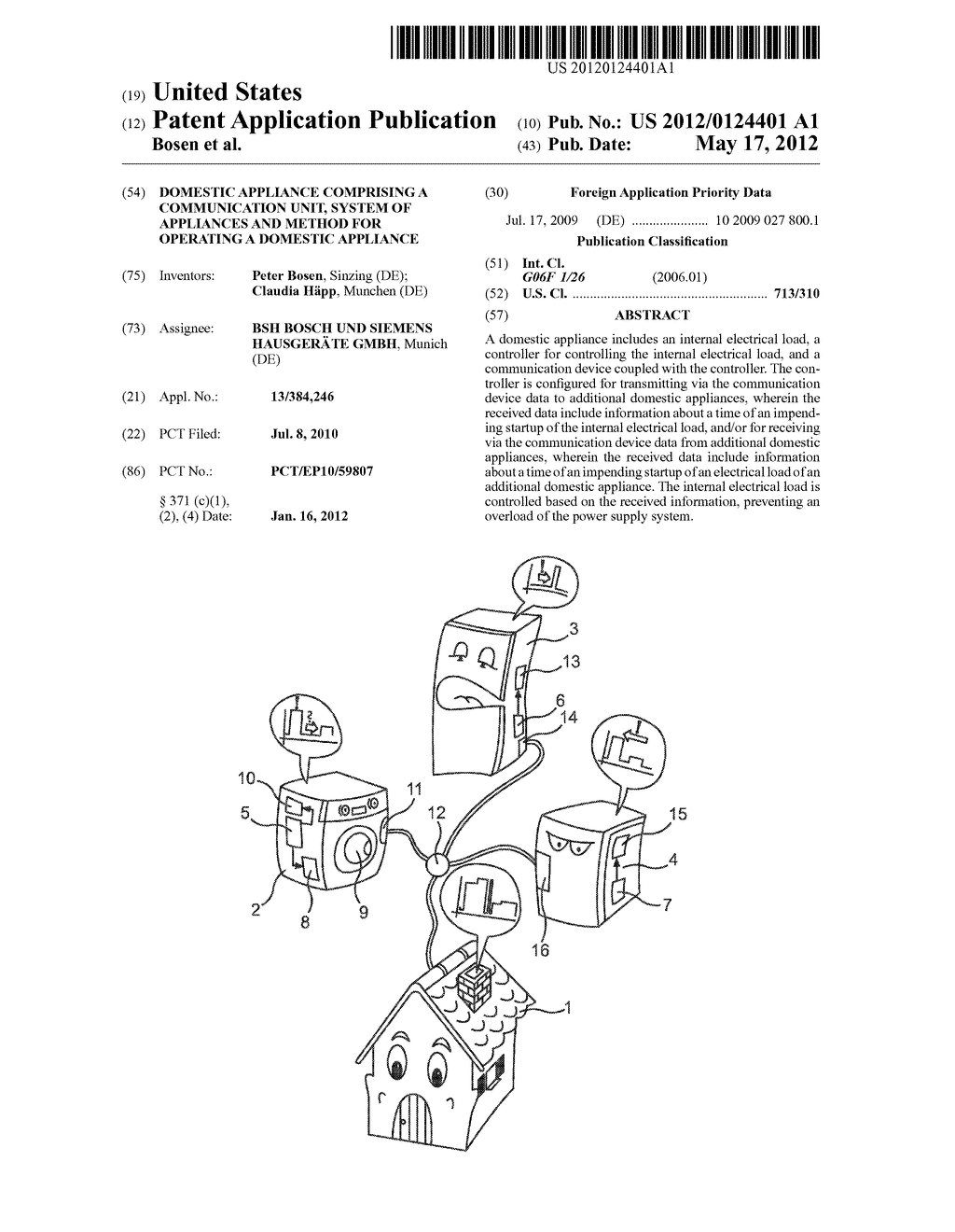 DOMESTIC APPLIANCE COMPRISING A COMMUNICATION UNIT, SYSTEM OF APPLIANCES     AND METHOD FOR OPERATING A DOMESTIC APPLIANCE - diagram, schematic, and image 01