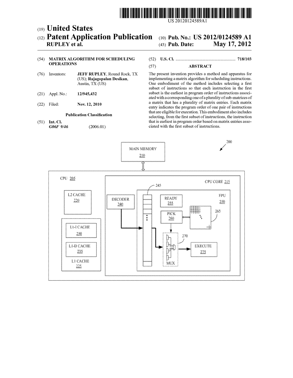 MATRIX ALGORITHM FOR SCHEDULING OPERATIONS - diagram, schematic, and image 01