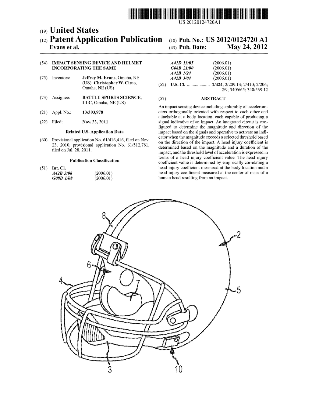 IMPACT SENSING DEVICE AND HELMET INCORPORATING THE SAME - diagram, schematic, and image 01