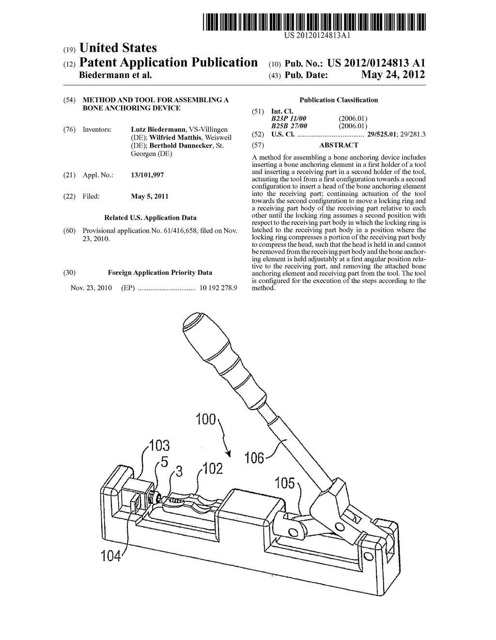 METHOD AND TOOL FOR ASSEMBLING A BONE ANCHORING DEVICE - diagram, schematic, and image 01