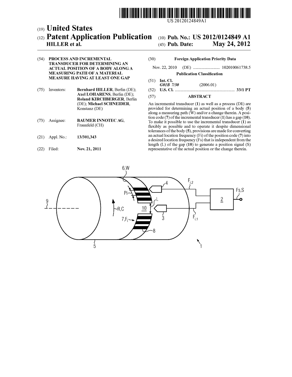 PROCESS AND INCREMENTAL TRANSDUCER FOR DETERMINING AN ACTUAL POSITION OF A     BODY ALONG A MEASURING PATH OF A MATERIAL MEASURE HAVING AT LEAST ONE GAP - diagram, schematic, and image 01