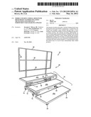 Mobile folding choral riser with high-speed cylinder lift-assist mechanism     and partially independent back railing linkage diagram and image