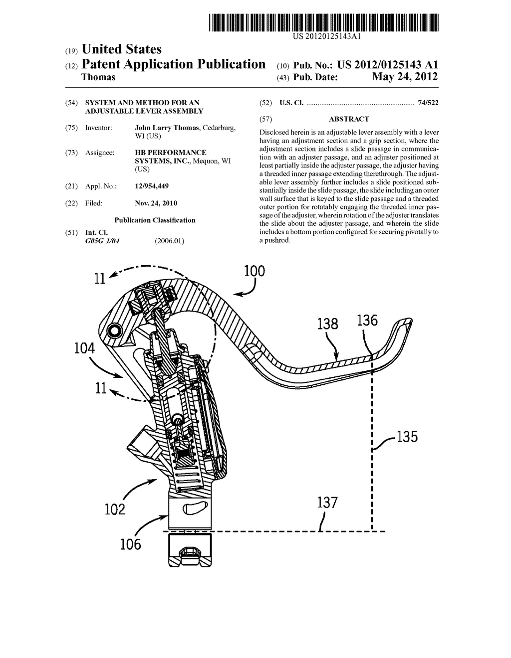 SYSTEM AND METHOD FOR AN ADJUSTABLE LEVER ASSEMBLY - diagram, schematic, and image 01