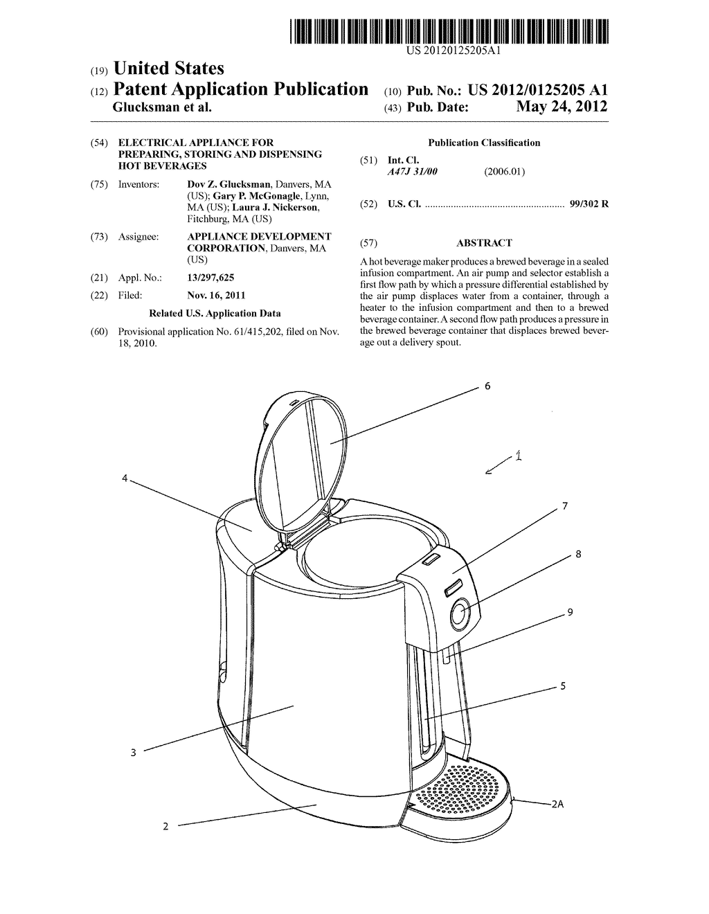 Electrical Appliance for Preparing, Storing and Dispensing Hot Beverages - diagram, schematic, and image 01