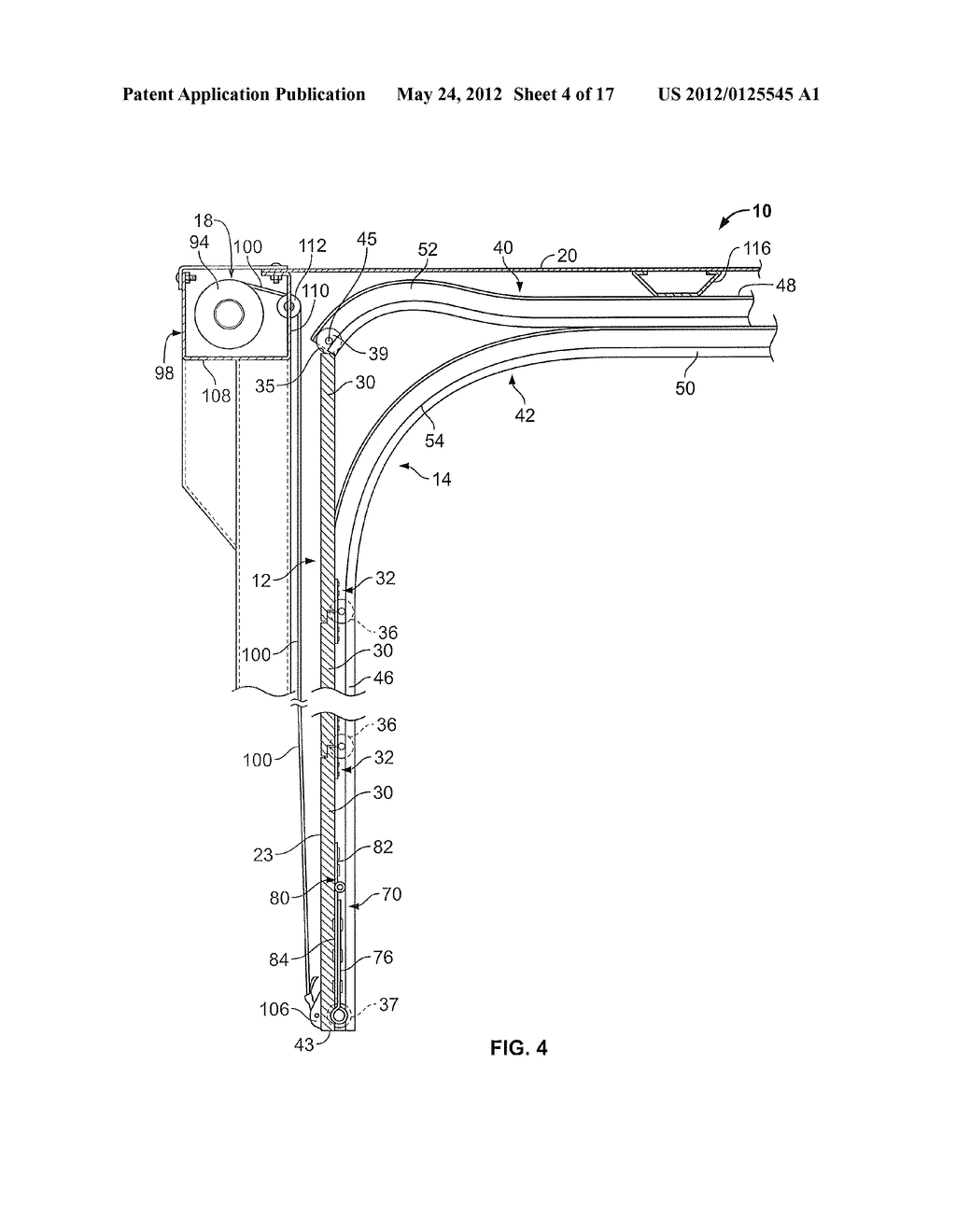 HINGED BOTTOM ROLLER ASSEMBLY AND COUNTERBALANCE MECHANISM FOR OVERHEAD     DOOR - diagram, schematic, and image 05