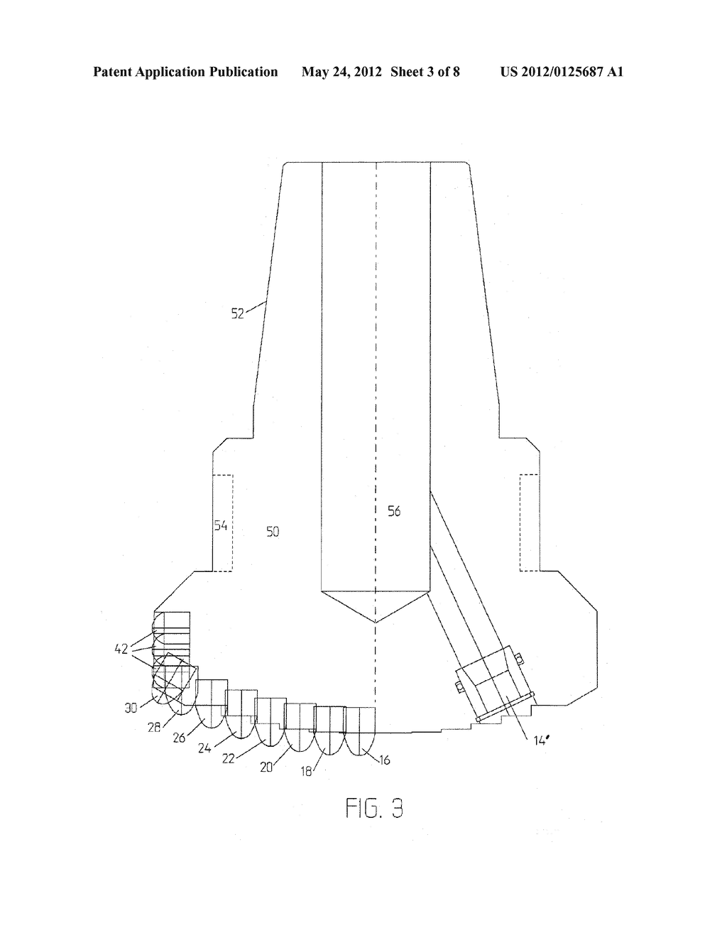 Hard Rock Rotary Drill Bit and Method of Drilling Using Crowned Cutter     Elements - diagram, schematic, and image 04