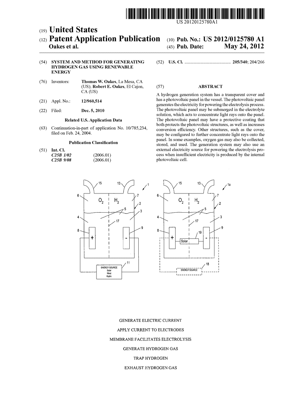 SYSTEM AND METHOD FOR GENERATING HYDROGEN GAS USING RENEWABLE ENERGY - diagram, schematic, and image 01