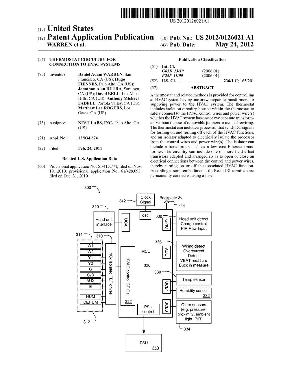 THERMOSTAT CIRCUITRY FOR CONNECTION TO HVAC SYSTEMS - diagram, schematic, and image 01