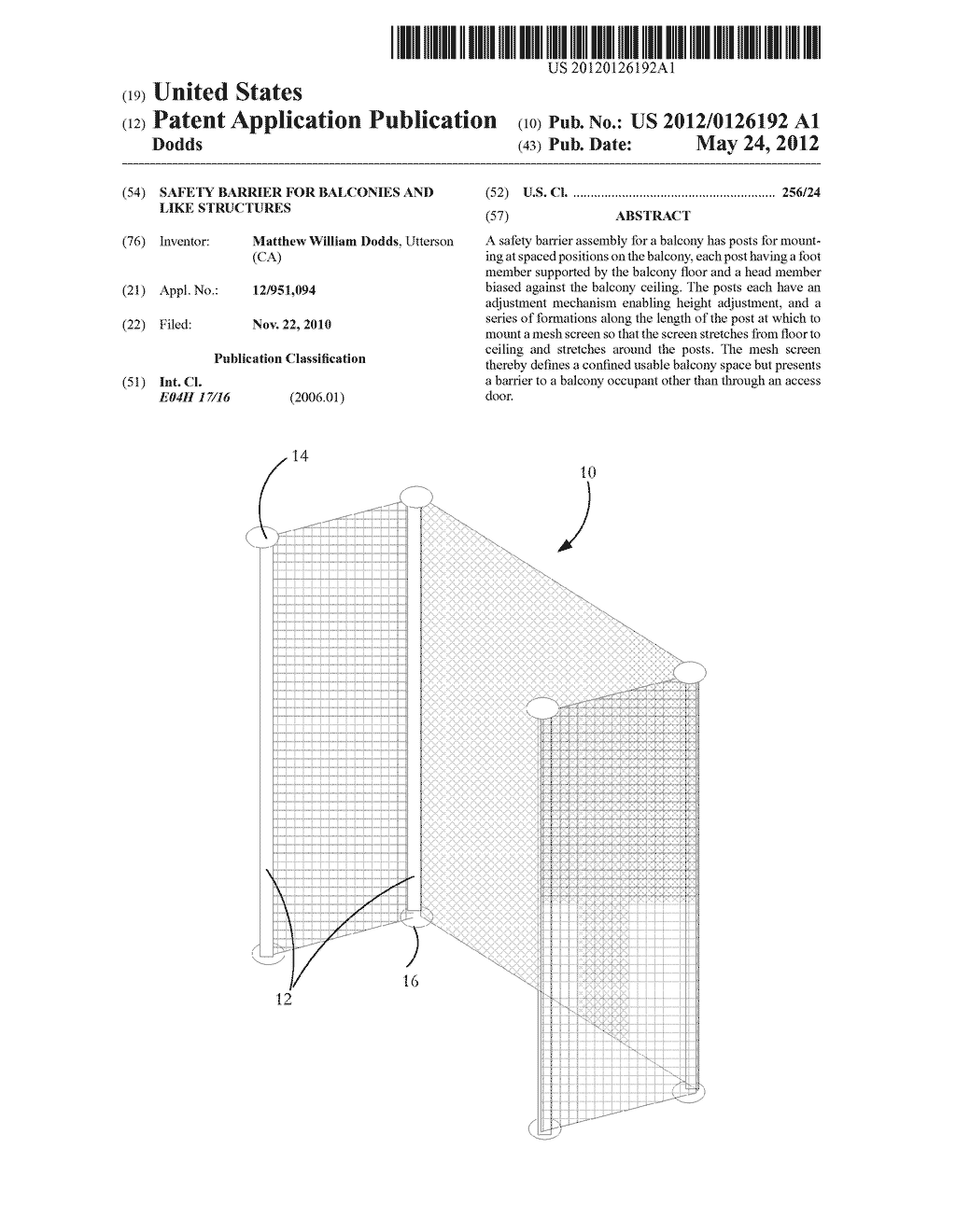 Safety barrier for balconies and like structures - diagram, schematic, and image 01