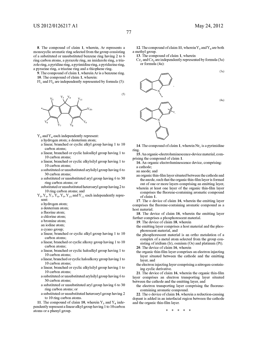 FLUORENE-CONTAINING AROMATIC COMPOUND, MATERIAL FOR ORGANIC     ELECTROLUMINESCENT ELEMENT, AND ORGANIC ELECTROLUMINESCENT ELEMENT USING     SAME - diagram, schematic, and image 79