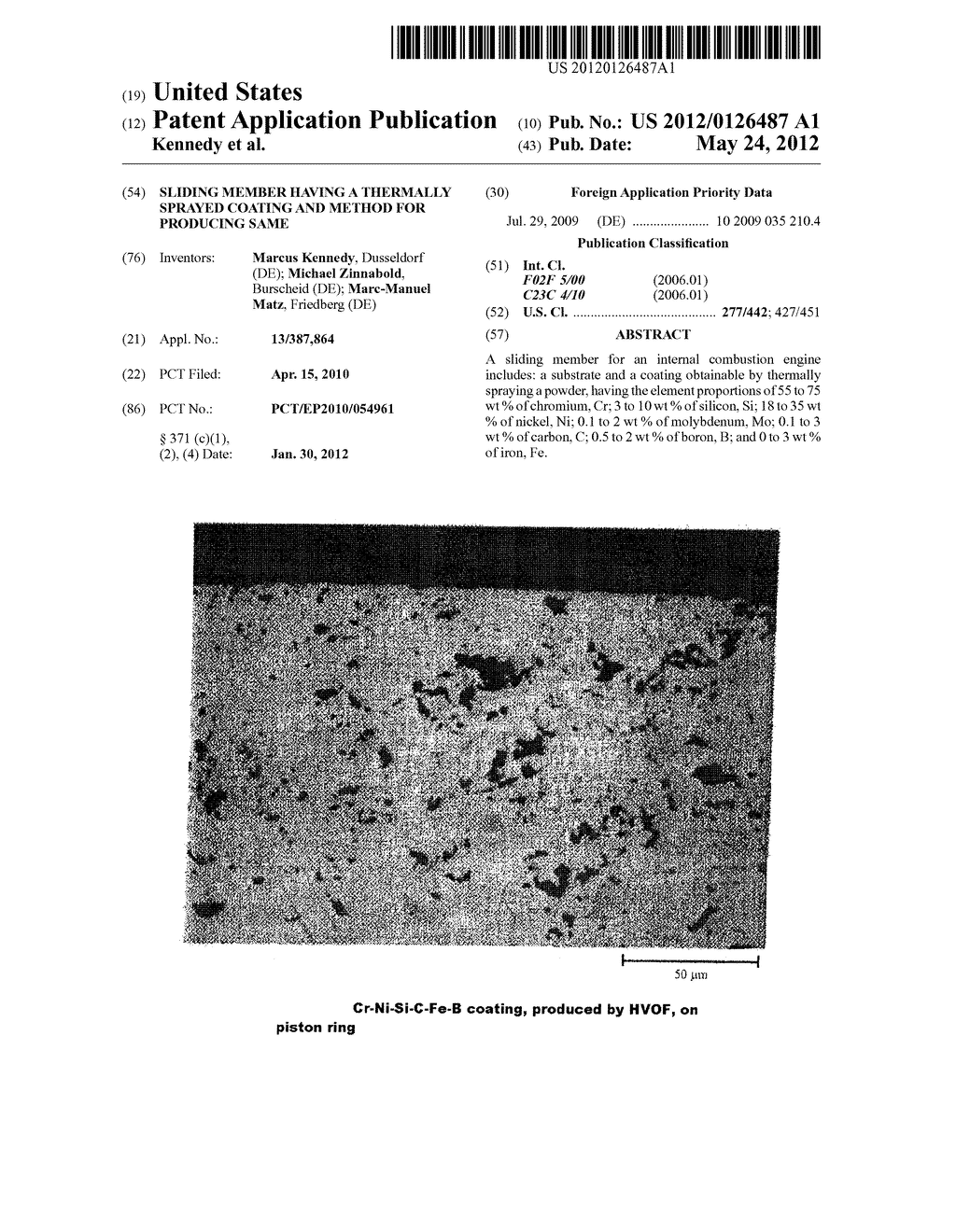 SLIDING MEMBER HAVING A THERMALLY SPRAYED COATING AND METHOD FOR PRODUCING     SAME - diagram, schematic, and image 01