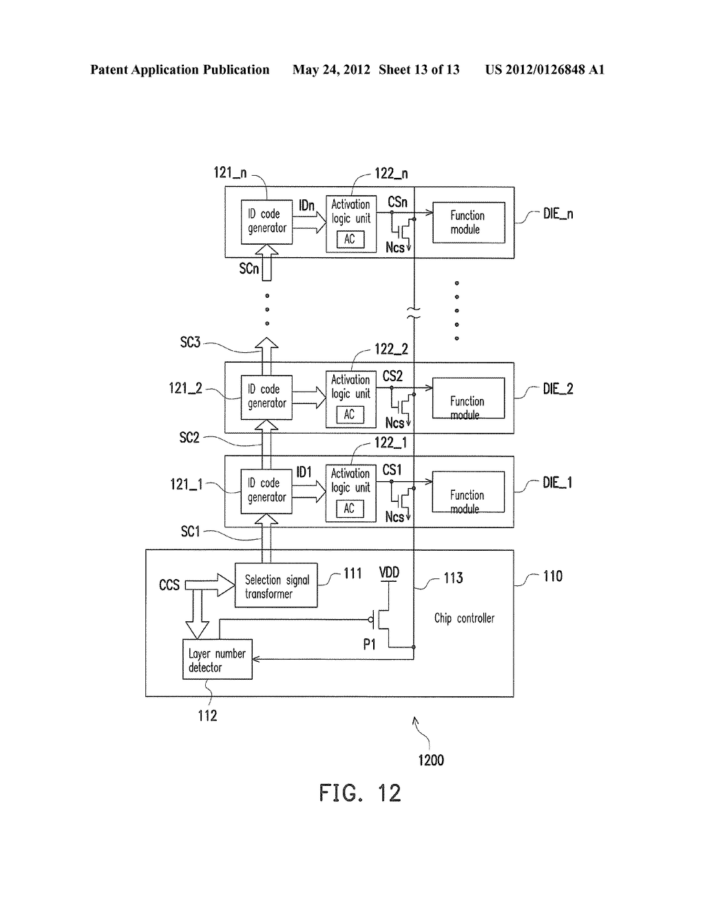 MULTI-CHIP STACKED SYSTEM AND CHIP SELECT APPARATUS THEREOF - diagram, schematic, and image 14