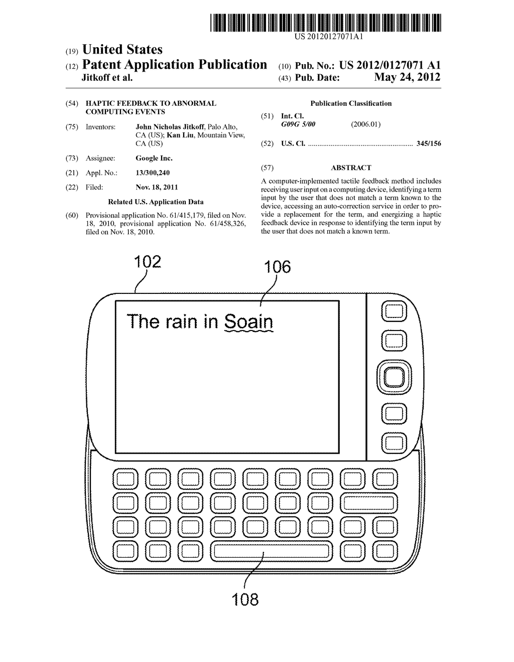 Haptic Feedback to Abnormal Computing Events - diagram, schematic, and image 01